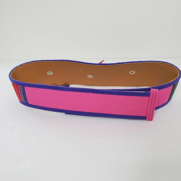 Nwot Boho Tassel Belt Size Small Multicolor Cotton Stripes Gypsie Hippie Tribal - Picture 6 of 9